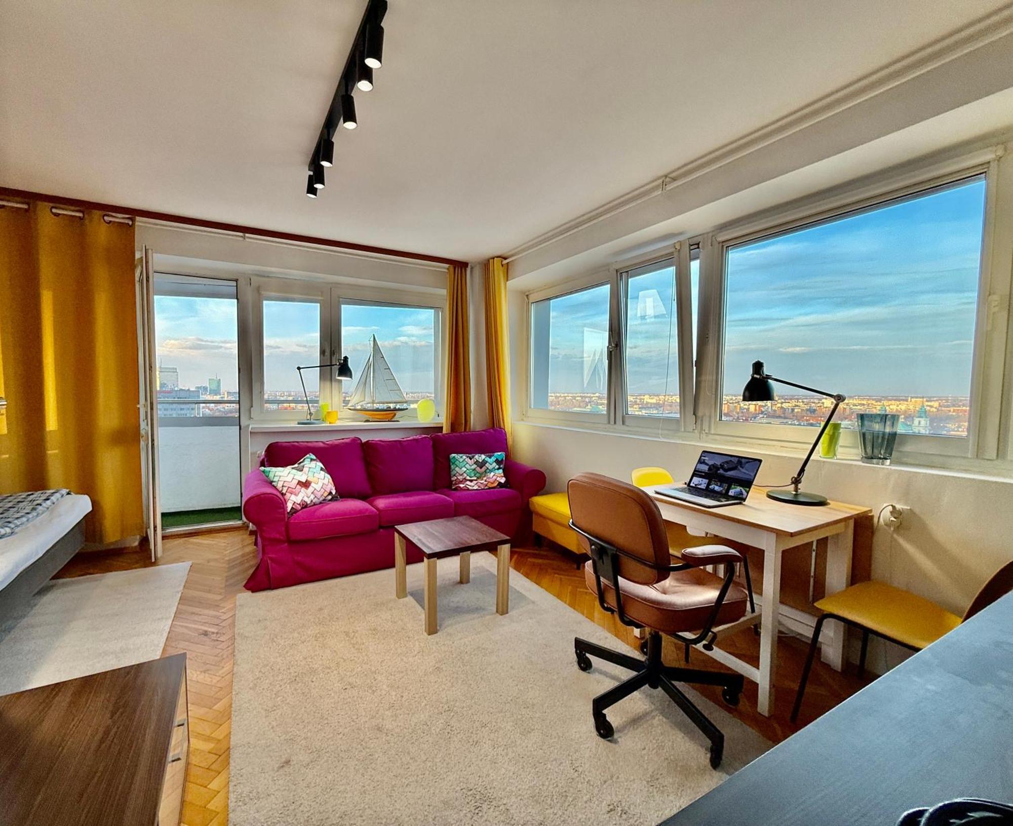 Super Apartment Yellow 2X Metro Fast Wifi 1 Gbs Netflix Panorama Miasta Warschau Exterior foto