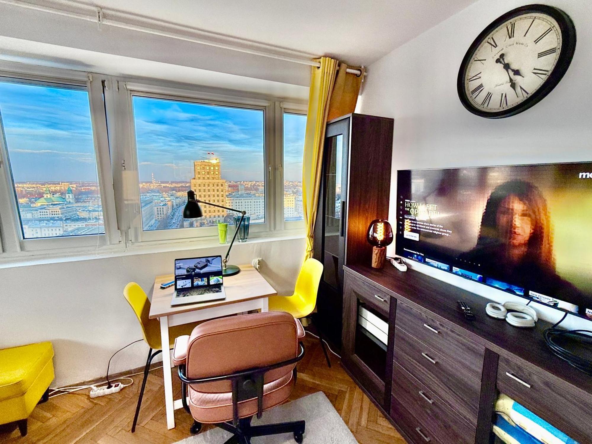 Super Apartment Yellow 2X Metro Fast Wifi 1 Gbs Netflix Panorama Miasta Warschau Exterior foto