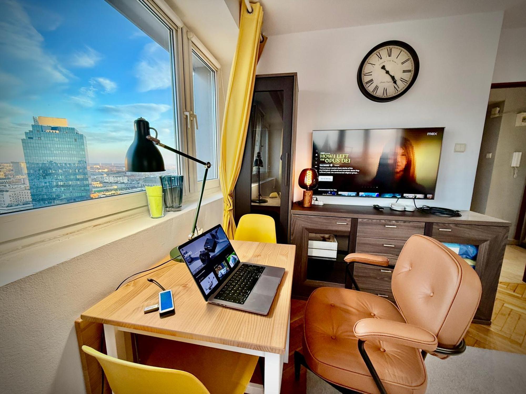 Super Apartment Yellow 2X Metro Fast Wifi 1 Gbs Netflix Panorama Miasta Warschau Exterior foto